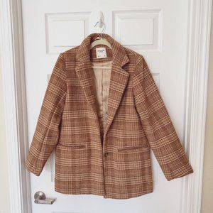 Abercrombie & Fitch - Women's Wool-Blend Blazer Coat - Lt Brown Plaid - Medium